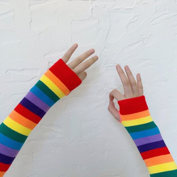 NEW Rainbow Arm Warmers, PRIDE Arm Warmers, NEXT DAY SHIPPING! <3 - Picture 5 of 8